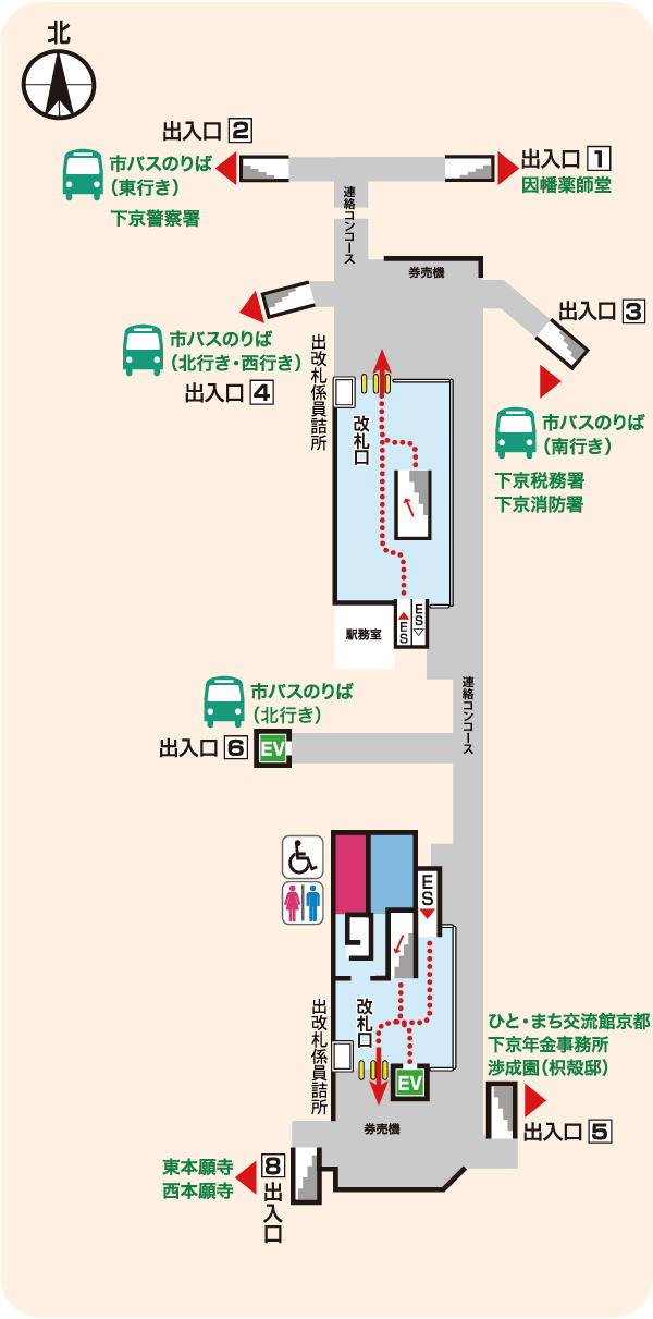 五条改札階の図面