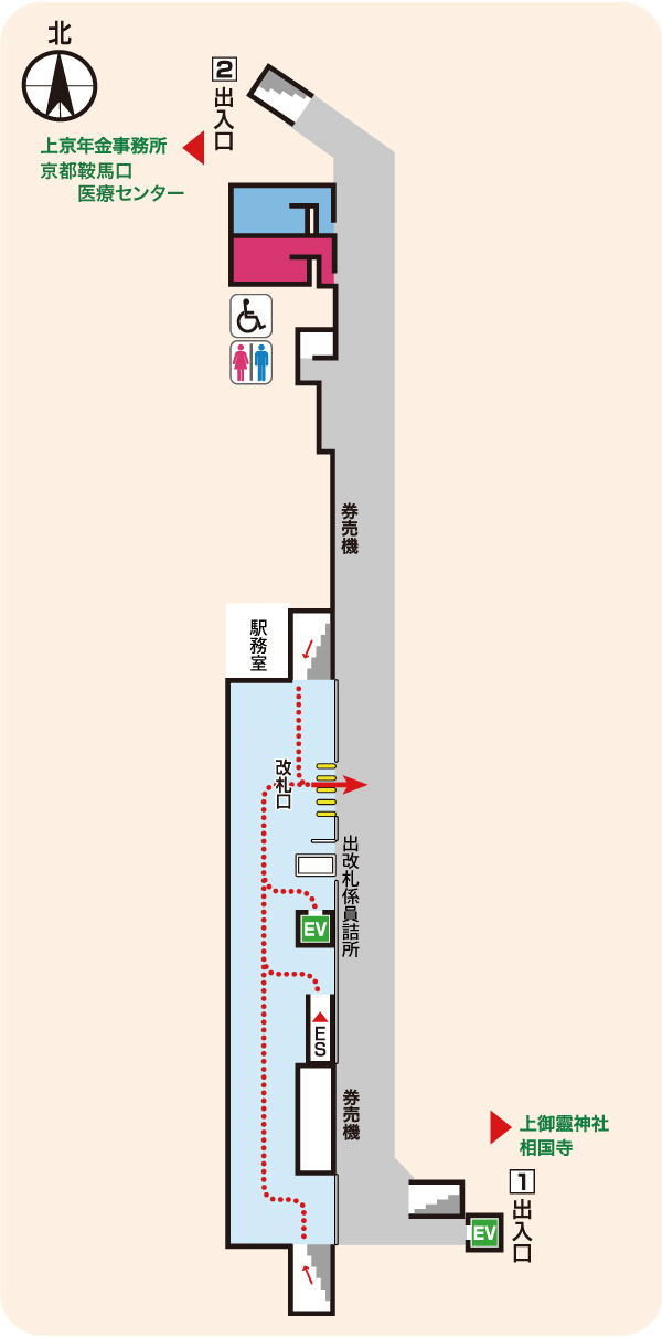 鞍馬口改札階の図面