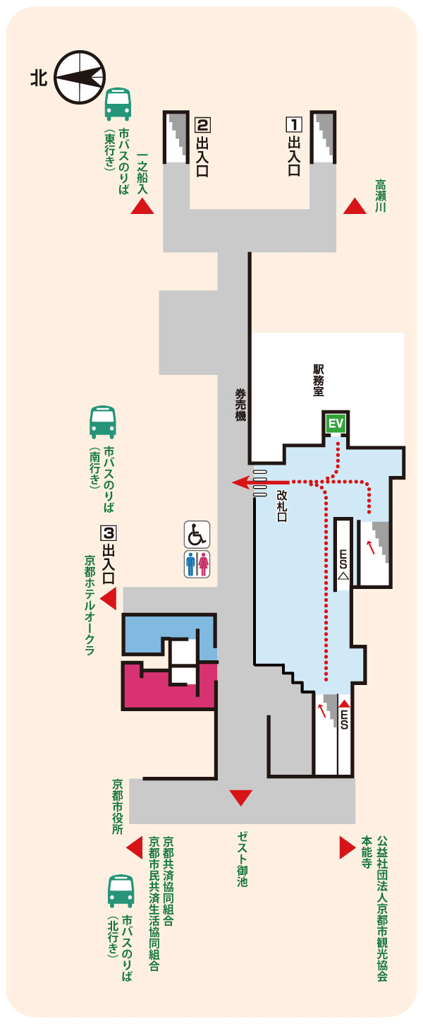 京都市役所前改札階の図面