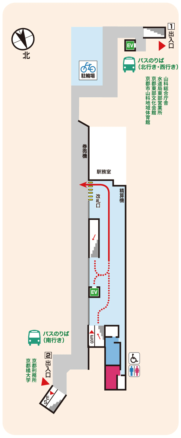 椥辻改札階の図面