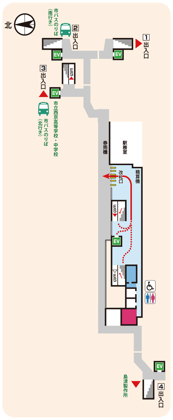西大路御池改札階の図面