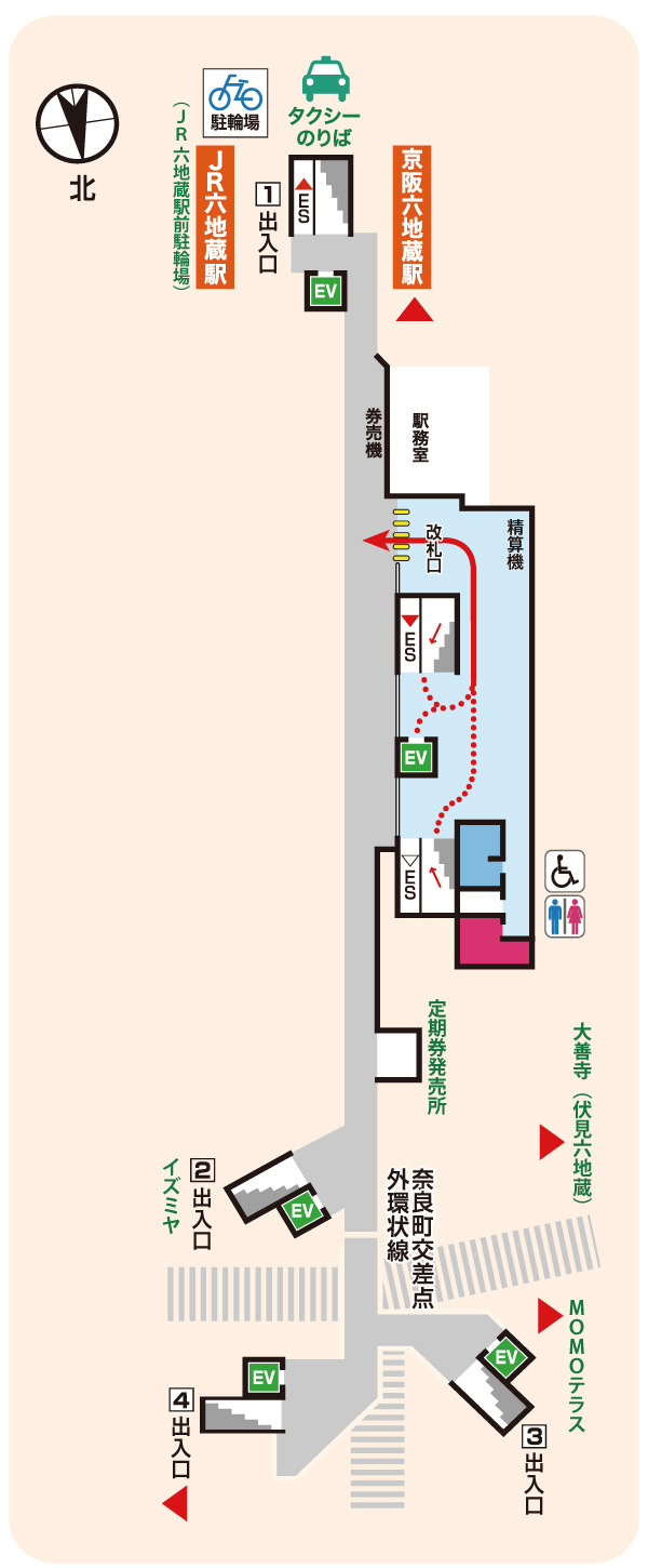六地蔵改札階の図面