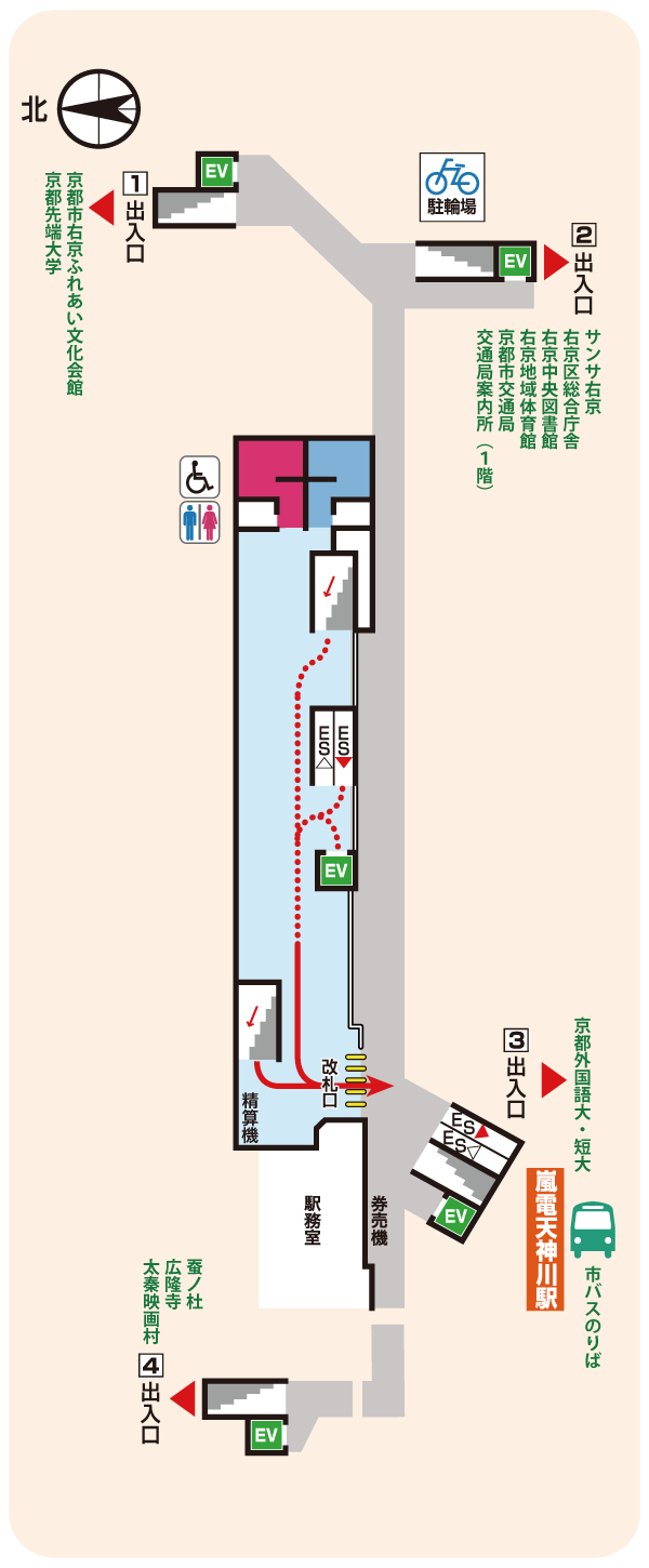 太秦天神川改札階の図面