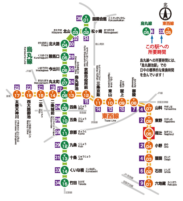 椥辻への所要時間